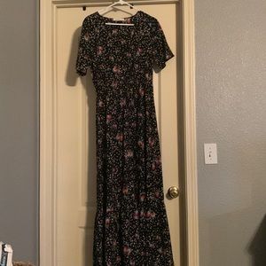 Black floral maxi dress